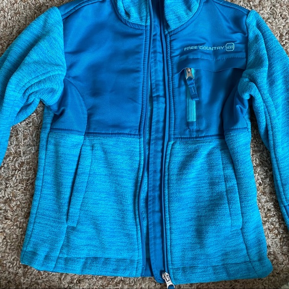 Free Country Teal Fleece Hooded Zip Up Jacket - Picture 4 of 13